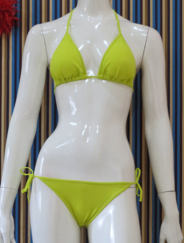 bikini renang polos (LX39hijaukekuningan) image 1